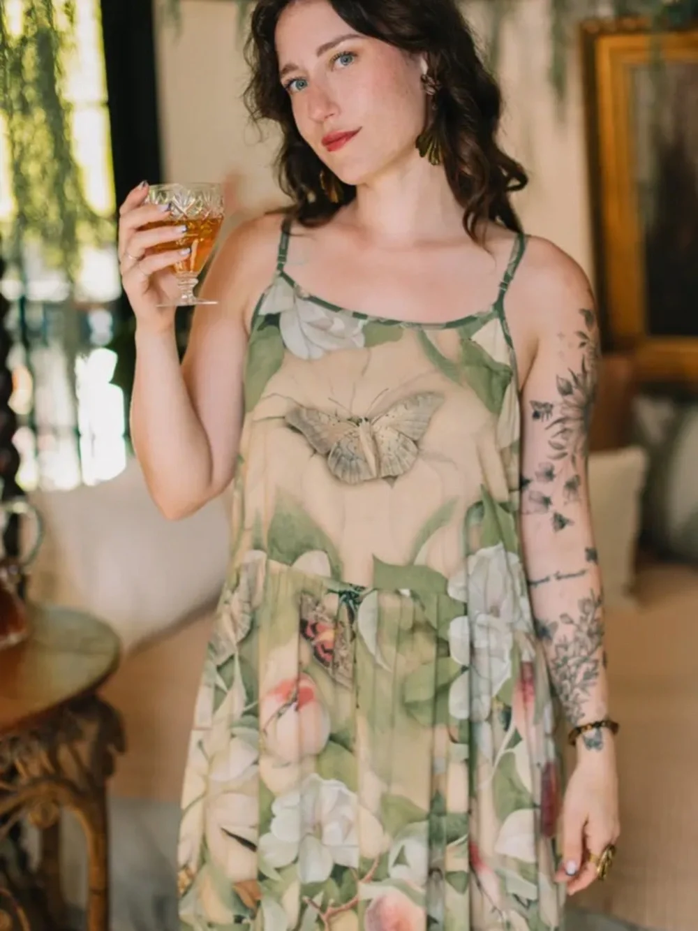 Fleur De Soleil Bohéme Long Maxi Slip Dress w/ Florals by Market of Stars - Picture 13 of 15